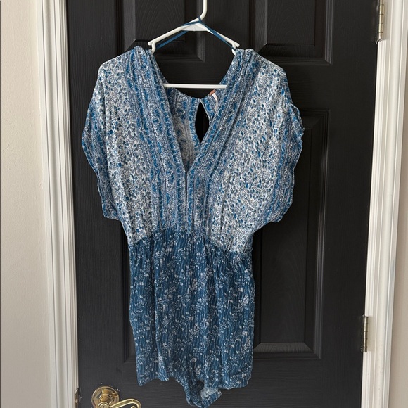 Free People Pants - Free People Blue Patterned Jumpsuit